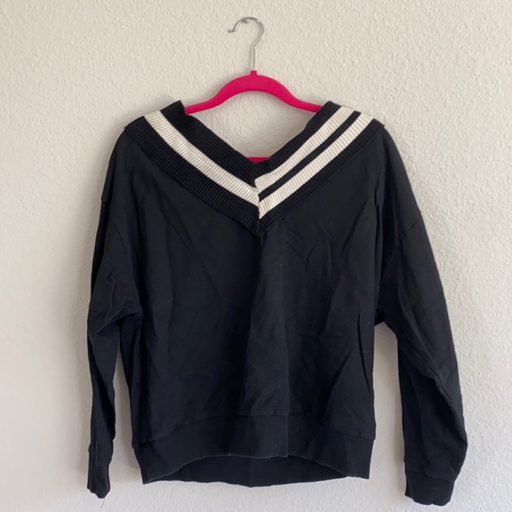 Womens Black V Neck Cardigan Sweater Longsleeve Shirt